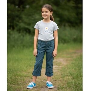 Kuhl Pants Roll Up design Girls S (7-8) Blue UPF 50 Adjustable Hiking